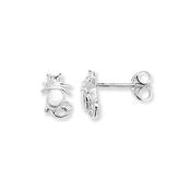 Sterling Silver Cat Stud Earrings image