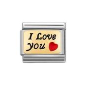 Composable Classic Link I Love You with Red Heart in 18k Gold