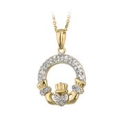14K Gold Diamond Claddagh Pendant image