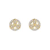9K Gold CZ Set Trinity Knot Stud Earrings image