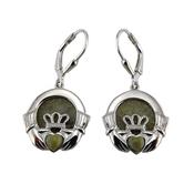 Sterling Silver &amp;amp; Connemara Marble Claddagh Earrings