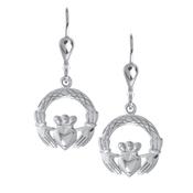 Sterling Silver Claddagh Weave Drop Earrings