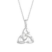 14K White Gold Flush Set Diamond Trinity Knot Necklace image