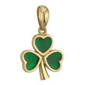 14K Gold Enamel Shamrock Charm Large image
