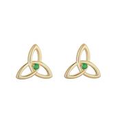 9K Gold Green CZ Trinity Knot Earrings image