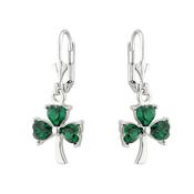 Sterling Silver Green Crystal Shamrock Earrings image