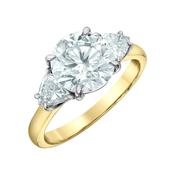 18K Gold Lab Diamond Round Centre &amp;amp; Triangular Sides 1.85CTS image