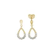 9K Gold Open Pear CZ Set Drop Studs