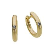 9K.Gold Hoops Single Diamond Set image