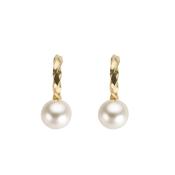 9K Gold Fresh Water Pearl Hoop Studs image