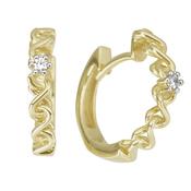 9K Gold Weave Diamond Set Hoops image