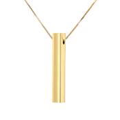 Yellow Gold Plated Vertical Rectangular Bar Necklace