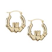10K Gold Small Claddagh Creole Earrings image
