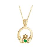 10K Gold Green CZ Claddagh Pendant image