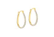 Gold Plated CZ Oval Hoop Earrings