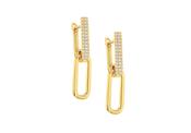 Gold Plated Paper Link with CZ Drop Earrings