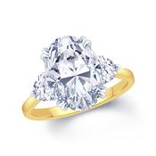 18K Lab Grown 3 Stone Oval Centre with Pear Shaped Side Stones 2.01ct