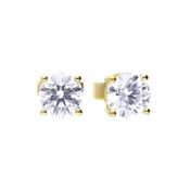 Diamonfire Gold-plated 4 Claw Set 1ct Zirconia Stud Earrings image