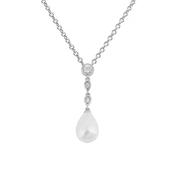 Diamonfire Shell Pearl Chain Drop Pendant with Diamonfire Zirconia image