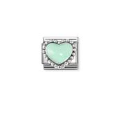 Nomination Composable Classic Link Pastel Green Raised Heart Beaded Setting