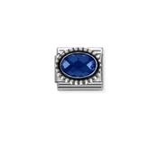 Nomination Composable Classic Link Oxidised Dark Blue Cubic Zirconia Oval Stone