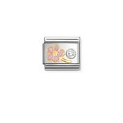 Nomination Composable Classic Link Pink Flower and Cubic Zirconia