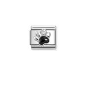Nomination Composable Classic Link Black Paw Print With Cubic Zirconia