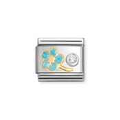 Nomination Composable Classic Link Blue Flower and Cubic Zirconia