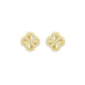Sterling Silver Yellow Gold Plated Rainbow Clover And White Cubic Zirconia Stud Earrings image