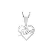 Sterling Silver Diamond Cutout Mum Heart Pendant