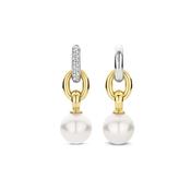 Ti Sento Gilded Pearl Drop Hoop Earrings image