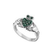 Sterling Silver Green Marcasite Claddagh Ring
