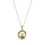 14K Gold Connemara Marble Claddagh Necklace image