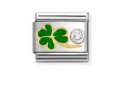 Nomination Composable Classsic Link Green Clover And Cubic Zirconia