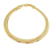 Sterling Silver Yellow Gold Plated Diamond Cut Oval Herringbone Chain