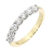 18K Gold Seven Stone Diamond V Collet Band 0.75Cts