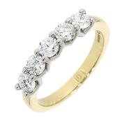 18k Gold Five Stone Diamond V Collet Band 1.20Cts