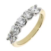 18K Gold Five Stone Diamond V Collet Band 1.21Cts
