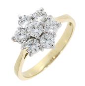 18K Gold Seven Diamond Cluster Ring 0.75Cts