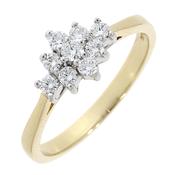 18K Gold Nine Diamond Boat Cluster Ring 0.32Cts