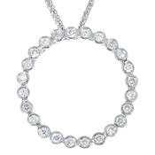 18k White Gold 24 Diamond Rubover Circle Pendant 0.34Cts