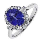 18K White Gold Tanzanite + Diamond Cluster Ring image