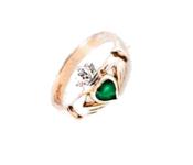 10K Gold Emerald Claddagh Ring