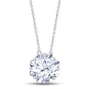 18K Gold Lab Diamond Single Stone Flower Pendant 3.05Cts