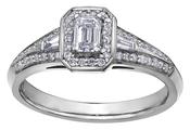 18k Gold Emerald Cut Centre Side Cluster Ring 0.53Cts image
