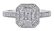 18K Gold Square Cluster Baguette Ring 0.60Cts image