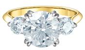 18k Gold Lab Diamond Three Stone Large Centre Ring 3.01Ct