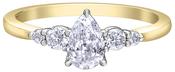 18K Gold 5 Stone Pear Centre Diamond Ring 0.50CT