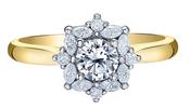 18K Gold Diamond Round Centre Cluster Ring 0.51Ct