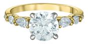 18k Gold Lab Diamond and Diamond Shoulders Ring 1.54Cts